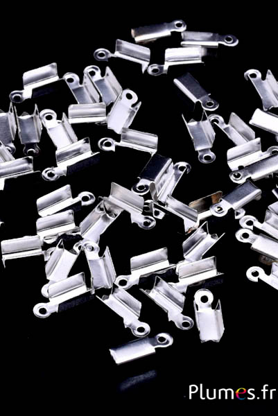 Embout pince - 11 x 5 x 4 mm, trou 2 mm - argenté